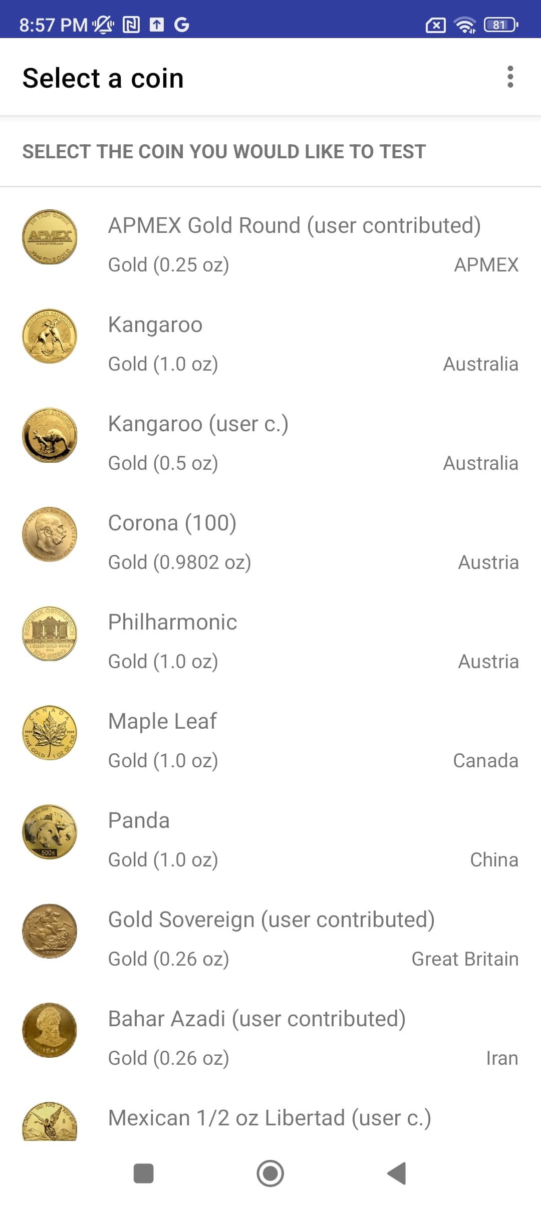 Examples of coins in Pingcoin