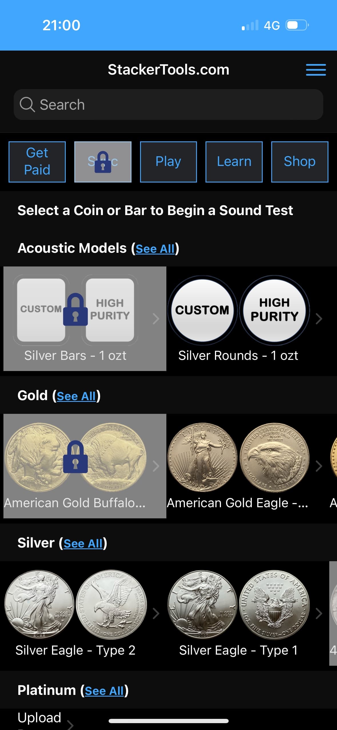 Example of coins in StackerTool